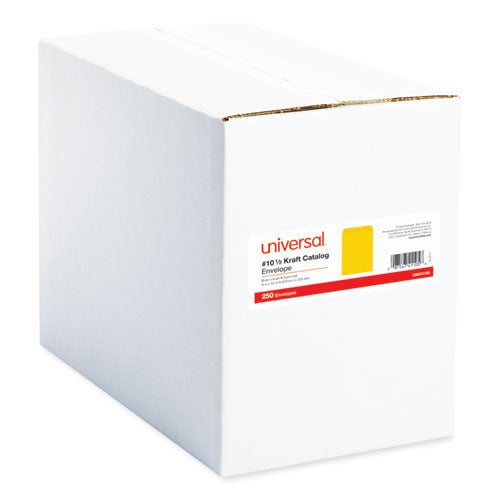 Image of Universal® Catalog Envelope, 24 lb Bond Weight Paper, #10 1/2, Square Flap, Gummed Closure, 9 x 12, Brown Kraft, 250/Box
