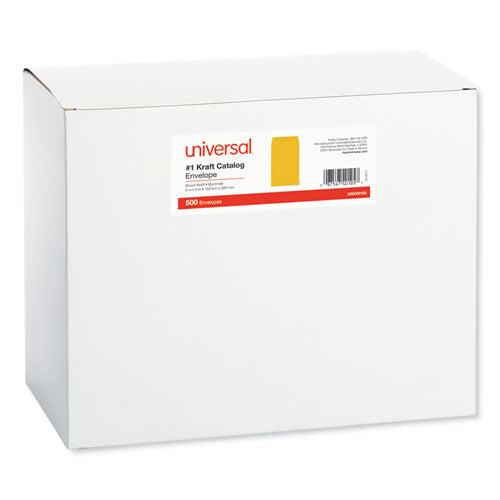Image of Universal® Catalog Envelope, 24 lb Bond Weight Kraft, #1, Square Flap, Gummed Closure, 6 x 9, Brown Kraft, 500/Box