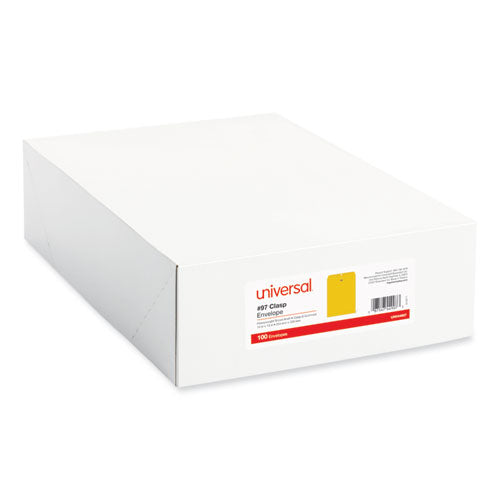 Image of Universal® Kraft Clasp Envelope, 32 lb Bond Weight Kraft, #97, Square Flap, Clasp/Gummed Closure, 10 x 13, Brown Kraft, 100/Box