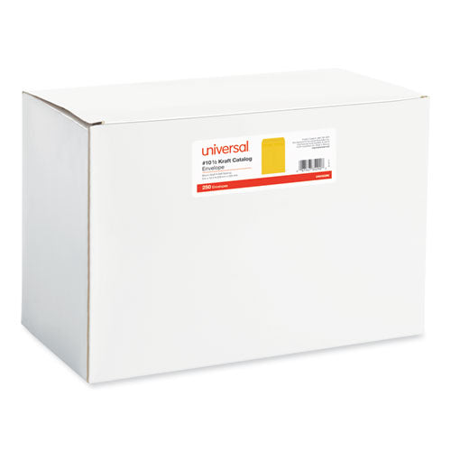 Image of Universal® Self-Stick Open End Catalog Envelope, #10 1/2, Square Flap, Self-Adhesive Closure, 9 x 12, Brown Kraft, 250/Box