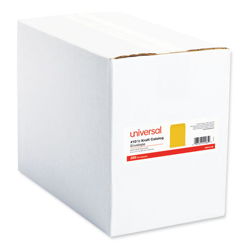Image of Universal® Catalog Envelope, 28 lb Bond Weight Kraft, #10 1/2, Square Flap, Gummed Closure, 9 x 12, Brown Kraft, 250/Box