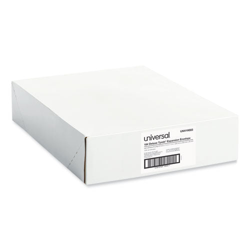 Image of Universal® Deluxe Tyvek Expansion Envelopes, Open-End, 1.5" Capacity, #13 1/2, Square Flap, Self-Adhesive Closure, 10 x 13, White,100/BX