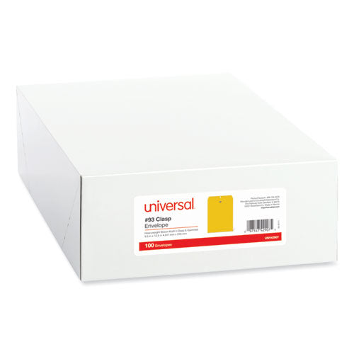 Image of Universal® Kraft Clasp Envelope, #12 1/2, Square Flap, Clasp/gummed Closure, 9.5 X 12.5, Brown Kraft, 100/box
