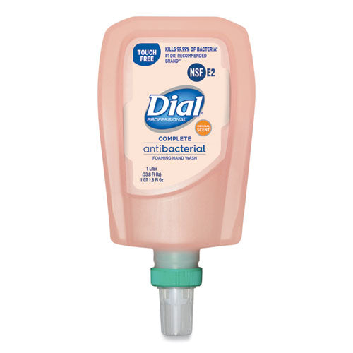 Image of Dial® Professional Antibacterial Foaming Hand Wash Refill for FIT Touch Free Dispenser, Original Scent, 1 L, 3/Carton