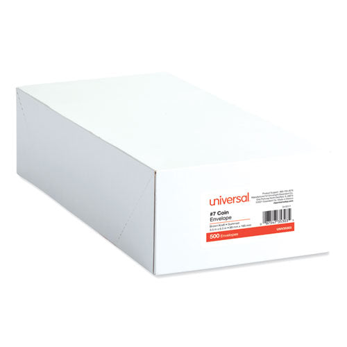 Image of Universal® Kraft Coin Envelope, #7, Round Flap, Gummed Closure, 3.5 X 6.5, Light Brown Kraft, 500/box
