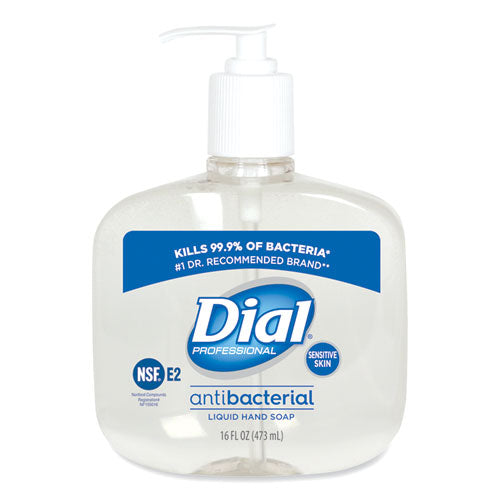 Image of Dial® Professional Antibacterial Liquid Hand Soap for Sensitive Skin, Light Floral Scent, 16 oz, 12/Carton