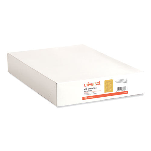 Image of Universal® Deluxe Interoffice Press And Seal Envelopes, #97, Two-Sided Three-Column Format, 10 X 13, Brown Kraft, 100/box