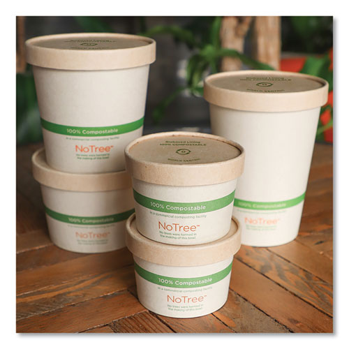 Image of World Centric® Paper Lids for Bowls, 3.6" Diameter, Brown, 500/Carton