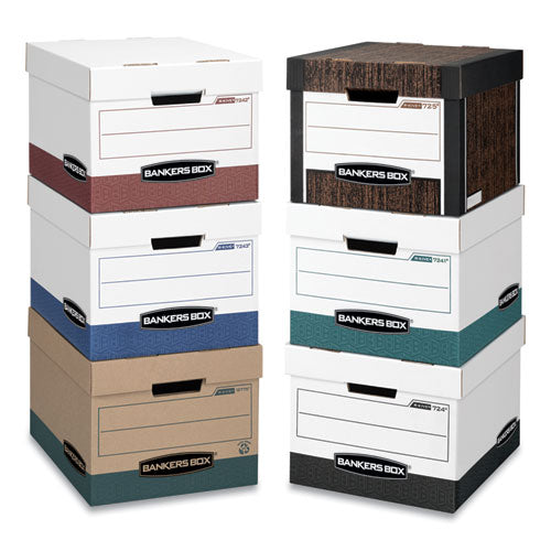 Image of Bankers Box® R-Kive Heavy-Duty Storage Boxes, Letter/legal Files, 12.75" X 16.5" X 10.38", Woodgrain, 4/carton