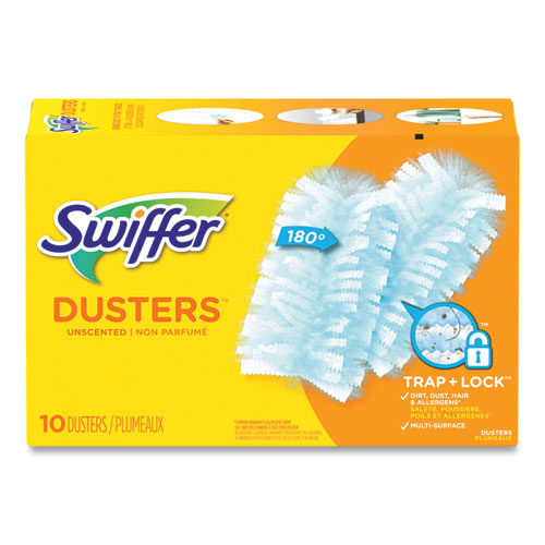 Image of Swiffer® Refill Dusters, Dust Lock Fiber, Light Blue, Unscented, 10/box, 4 Box/carton