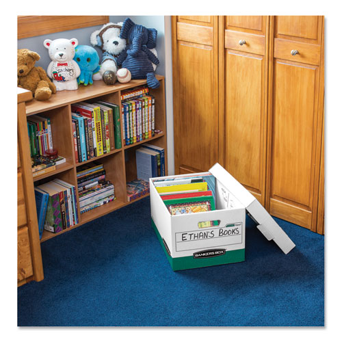 Image of Bankers Box® R-Kive Heavy-Duty Storage Boxes, Letter/legal Files, 12.75" X 16.5" X 10.38", White/green, 12/carton