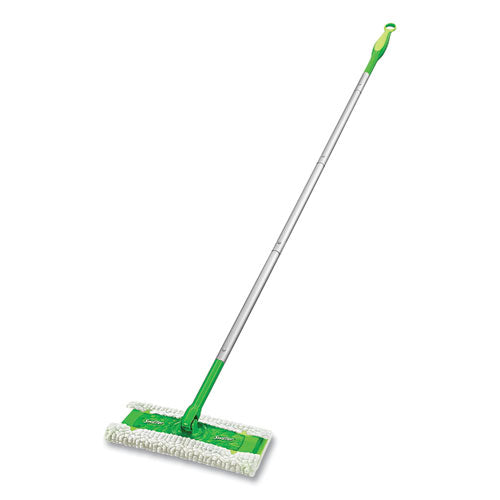 Image of Swiffer® Sweeper Mop, 10 X 4.8 White Cloth Head, 46" Green/silver Aluminum/plastic Handle, 3/carton