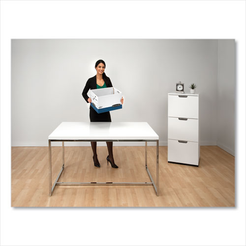 Image of Bankers Box® R-Kive Heavy-Duty Storage Boxes With Dividers, Letter/legal Files, 12.75" X 16.5" X 10.38", White/blue, 12/carton