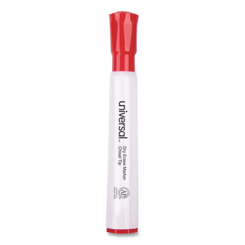Image of Universal Dry Erase Marker, Broad Chisel Tip, Red, Dozen