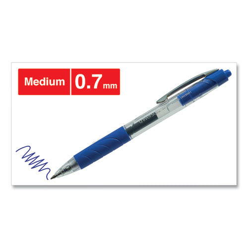 Image of Universal Comfort Grip Gel Pen, Retractable, Medium 0.7 Mm, Blue Ink, Clear/blue Barrel, 36/pack