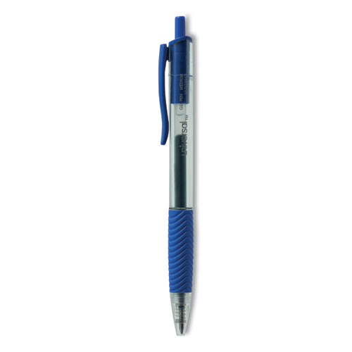 Image of Universal Comfort Grip Gel Pen, Retractable, Medium 0.7 mm, Blue Ink, Clear/Blue Barrel, Dozen