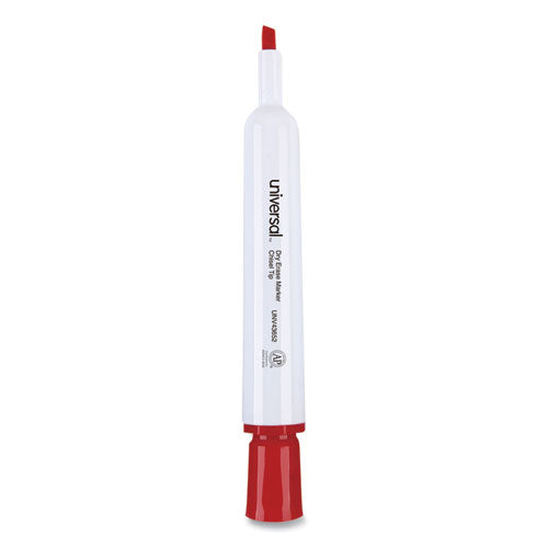 Image of Universal Dry Erase Marker, Broad Chisel Tip, Red, Dozen