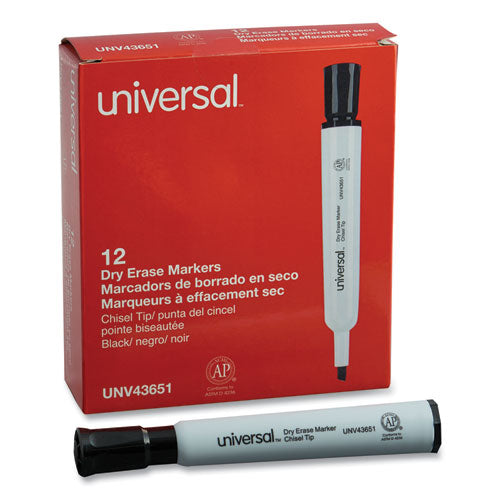 Image of Universal Dry Erase Marker, Broad Chisel Tip, Black, Dozen