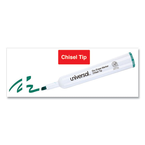 Image of Universal Dry Erase Marker, Broad Chisel Tip, Green, Dozen