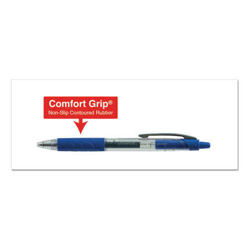 Image of Universal Comfort Grip Gel Pen, Retractable, Medium 0.7 Mm, Blue Ink, Clear/blue Barrel, 36/pack