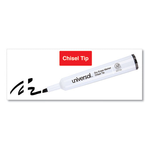 Image of Universal Dry Erase Marker, Broad Chisel Tip, Black, Dozen