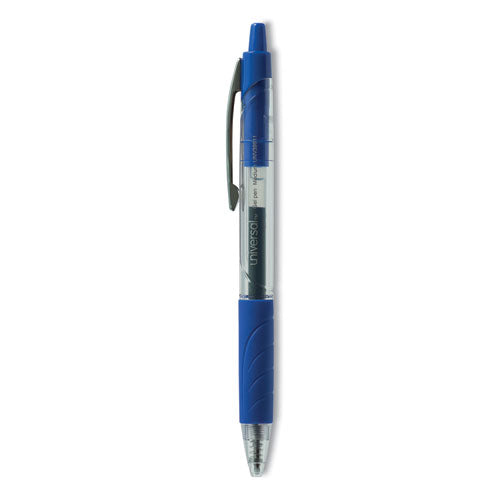 Image of Universal Comfort Grip Gel Pen, Retractable, Medium 0.7 Mm, Blue Ink, Clear/blue Barrel, 36/pack