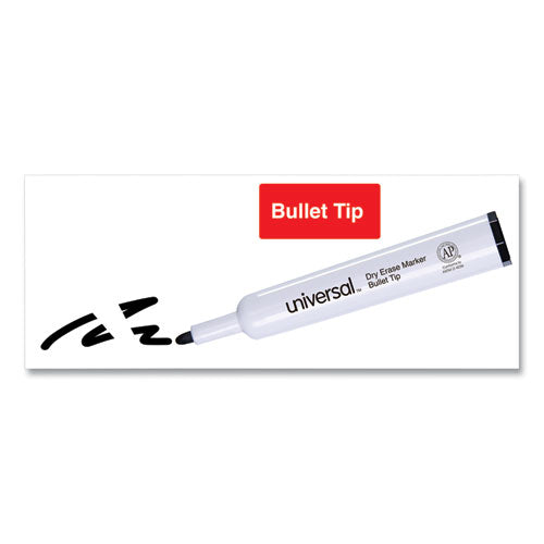 Image of Universal Dry Erase Marker, Medium Bullet Tip, Black, Dozen