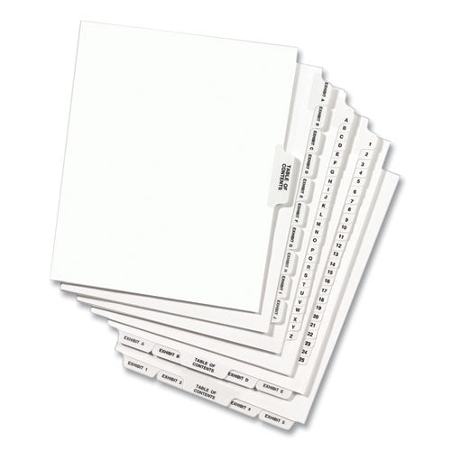 Image of Avery® Preprinted Legal Exhibit Side Tab Index Dividers, Avery Style, 10-Tab, 73, 11 X 8.5, White, 25/pack, (1073)