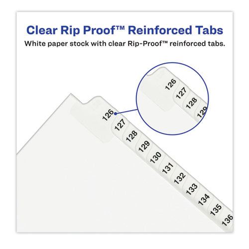 Image of Avery® Preprinted Legal Exhibit Side Tab Index Dividers, Avery Style, 25-Tab, 126 To 150, 11 X 8.5, White, 1 Set, (1335)