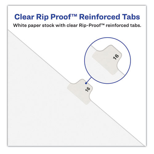 Image of Avery® Preprinted Legal Exhibit Side Tab Index Dividers, Avery Style, 10-Tab, 14, 11 X 8.5, White, 25/pack