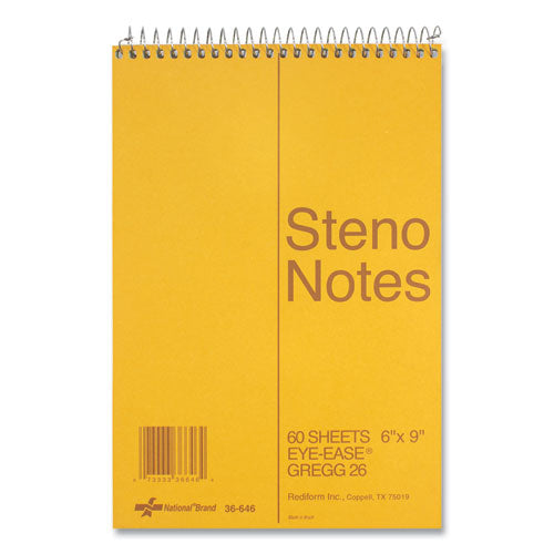 Image of National® Standard Spiral Steno Pad, Gregg Rule, Brown Cover, 60 Eye-Ease Green 6 X 9 Sheets