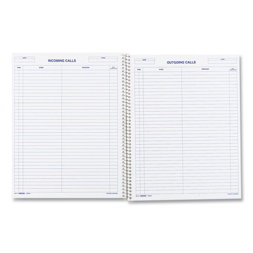 Image of Rediform® Wirebound Call Register, One-Part (No Copies), 11 x 8.5, 100 Forms Total