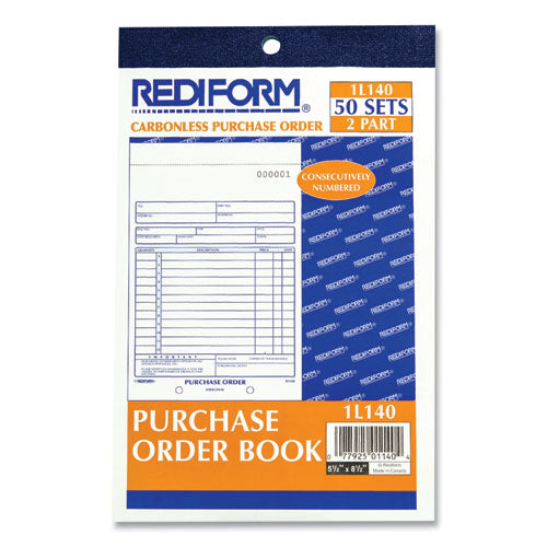 Image of Rediform® Purchase Order Book, 12 Lines, Two-Part Carbonless, 5.5 x 7.88, 50 Forms Total