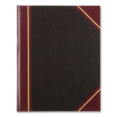 Image of National® Texthide Eye-Ease Record Book, Black/burgundy/gold Cover, 10.38 X 8.38 Sheets, 150 Sheets/book