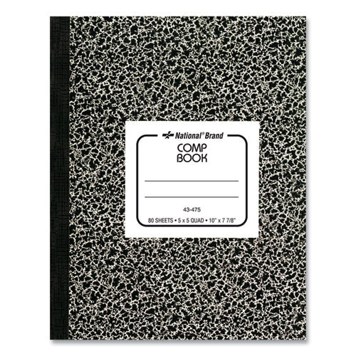 Image of National® Composition Book, Quadrille Rule (5 sq/in), Black Marble Cover, (80) 10 x 7.88 Sheets