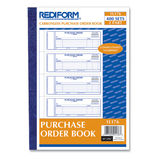 Image of Rediform® Purchase Order Book, 5 Lines, Two-Part Carbonless, 7 x 2.75, 4 Forms/Sheet, 400 Forms Total