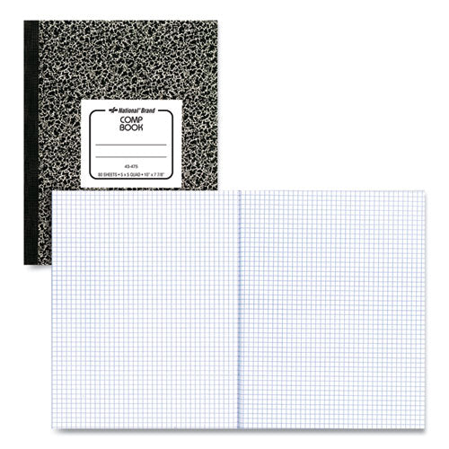 Image of National® Composition Book, Quadrille Rule (5 sq/in), Black Marble Cover, (80) 10 x 7.88 Sheets