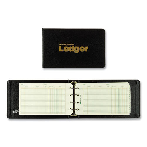 Image of National® Four-Ring Ledger Binder Kit With A-Z Index, Black Cover, 8.5 X 5 Debit-Credit-Balance Sheets, 100 Sheets/book