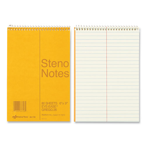 Image of National® Standard Spiral Steno Pad, Gregg Rule, Brown Cover, 80 Eye-Ease Green 6 X 9 Sheets