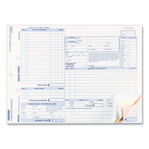 Image of Rediform® Speediset Four-Part Auto Repair Form, Four-Part Carbonless, 11 x 8.5, 50 Forms Total