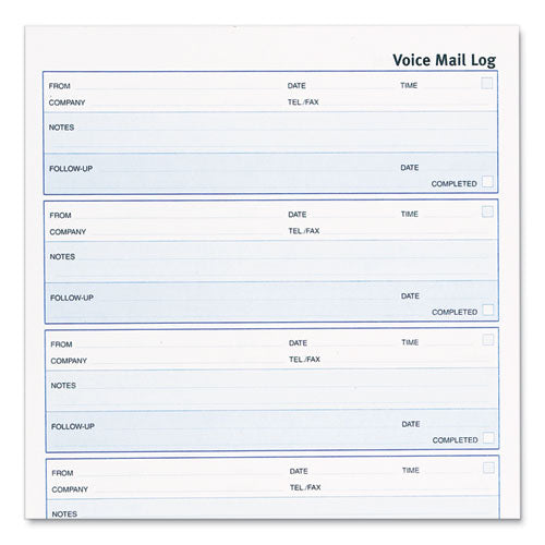 Image of Rediform® Follow-up Wirebound Voice Mail Log Book, One-Part (No Copies), 7.5 x 2, 5 Forms/Sheet, 500 Forms Total