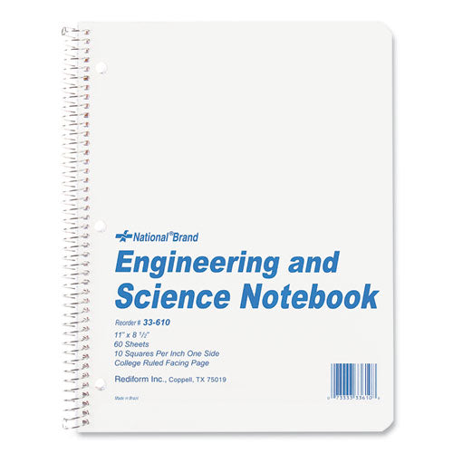 Image of National® Engineering and Science Notebook, Quadrille Rule (10 sq/in), White Cover, (60) 11 x 8.5 Sheets