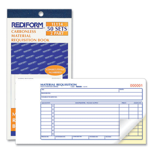Image of Rediform® Material Requisition Book, Two-Part Carbonless, 7.88 x 4.25, 50 Forms Total