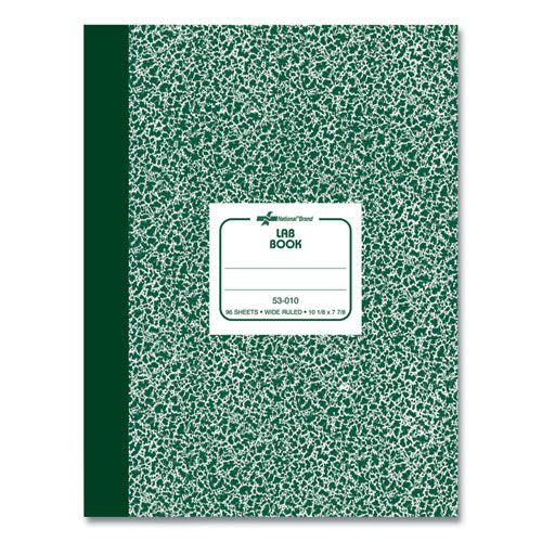 Image of National® Lab Notebook, Wide/Legal Rule, Green Marble Cover, (96) 10.13 x 7.88 Sheets