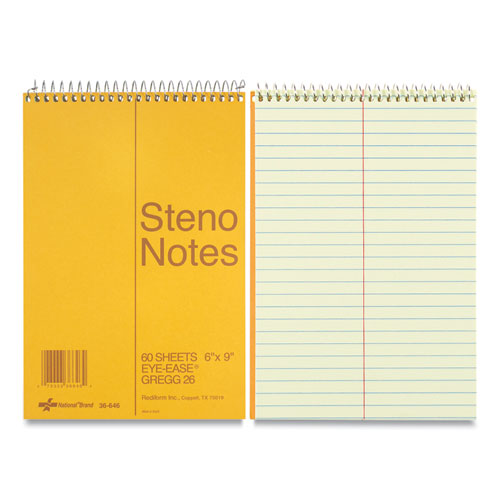 Image of National® Standard Spiral Steno Pad, Gregg Rule, Brown Cover, 60 Eye-Ease Green 6 X 9 Sheets