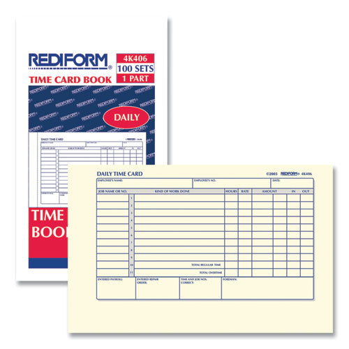 Image of Rediform® Daily Employee Time Cards, Two Sides, 4.25 X 7, 100/pad