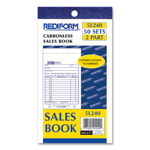 Image of Rediform® Sales Book, 12 Lines, Two-Part Carbonless, 3.63 x 6.38, 50 Forms Total