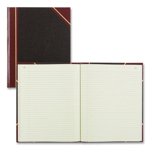 Image of National® Texthide Eye-Ease Record Book, Black/burgundy/gold Cover, 10.38 X 8.38 Sheets, 150 Sheets/book