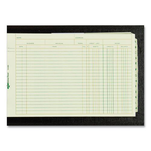 Image of National® Four-Ring Ledger Binder Kit With A-Z Index, Black Cover, 8.5 X 5 Debit-Credit-Balance Sheets, 100 Sheets/book