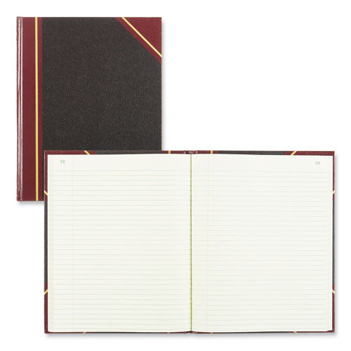 Image of National® Texthide Eye-Ease Record Book, Black/burgundy/gold Cover, 10.38 X 8.38 Sheets, 300 Sheets/book